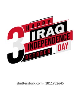 Happy Iraq Independence Day with Typography design when celebrate on October 3