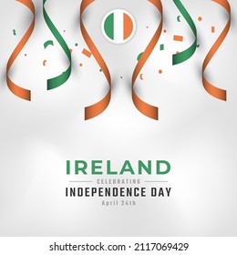 Happy Ireland Independence Day April 24th Celebration Vector Design Illustration. Template for Poster, Banner, Advertising, Greeting Card or Print Design Element