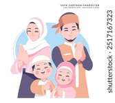 happy islamic family illustration design