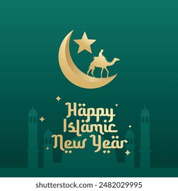 Happy Islamic New Year. Flat art design. Vector Islamic design. Good for usage celebration template. Islamic design. eps 10. 