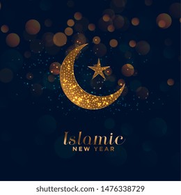 happy islamic new year background with moon and star