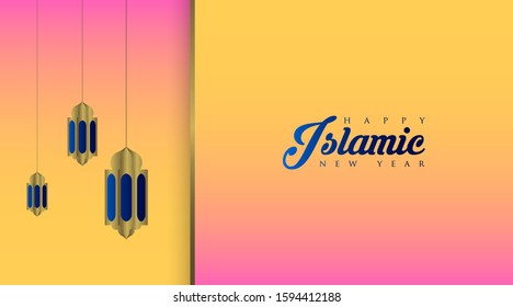 happy islamic new year background illustration