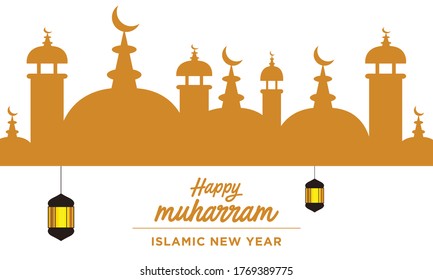 Happy Islamic New Year Vector Template Design Illustration. Illustration,Greeting Card For Islamic New Year. Happy New Hijri year islamic background. in eps 10.
