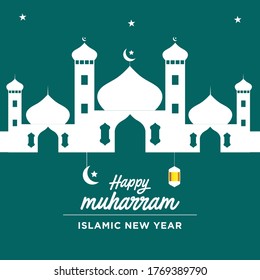 Happy Islamic New Year Vector Template Design Illustration. Illustration,Greeting Card For Islamic New Year. Happy New Hijri year islamic background. in eps 10.