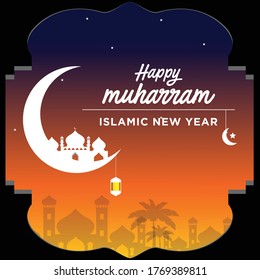 Happy Islamic New Year Vector Template Design Illustration. Illustration,Greeting Card For Islamic New Year. Happy New Hijri year islamic background. in eps 10.