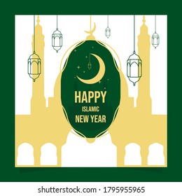 Happy Islamic New Year Vector Template Design, very suitable for use for social media such as brochures, web design, flyers, distribution letters, posters and others. Premium vector
