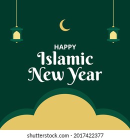 Happy Islamic New Year Vector Template Design Illustration, Good For Poster, Banner and Greeting Card