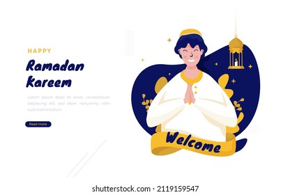 Happy Islamic Ramadan Kareem greetings concept