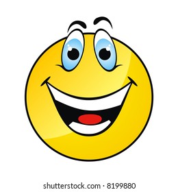 Happy isolate yellow smile face on white background. Vector