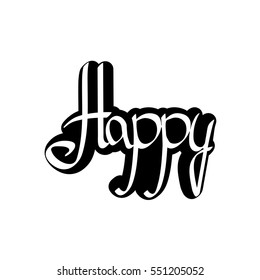 Happy Isolated Sticker Calligraphy Lettering Word Stock Vector (Royalty ...