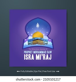 happy isra' miraj night journey banner template design 