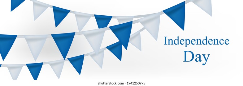 Happy Israel Independence Day banner with realistic bunting flags. Jewish National Holidays. Vector illustration