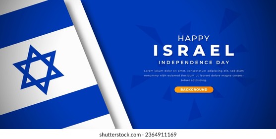 Happy Israel Independence Day Design Paper Cut Shapes Background Illustration for Poster, Banner, Advertising, Greeting Card