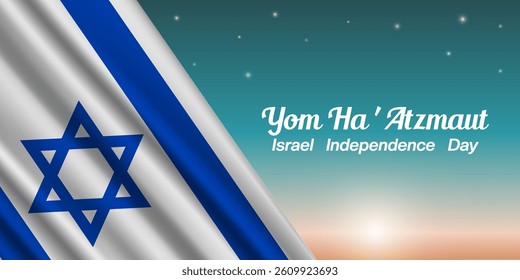 Happy Israel Independence Day. Israel flag and sky. Great for posters, banners, social media and more. Sky background.