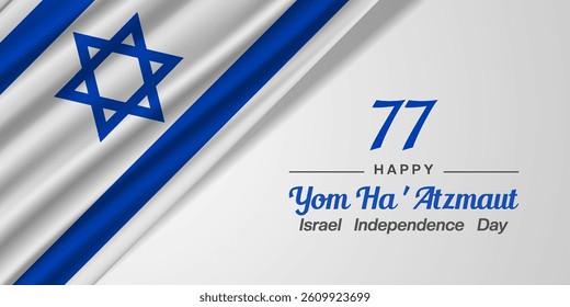 Happy Israel Independence Day. Israel flag and more. Great for posters, banners, social media and more. White background.