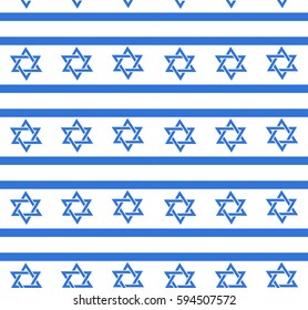 Happy Israel Independence Day seamless pattern with flags and bunting. Jewish Holidays endless background, texture. Jewish backdrop. Vector illustration