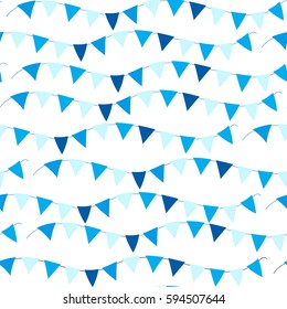 Happy Israel Independence Day seamless pattern with flags and bunting. Jewish Holidays endless background, texture. Jewish backdrop. Vector illustration