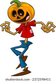 Feliz baile del personaje de las caricaturas Jack O Lantern. Ilustración dibujada a mano vectorial aislada en fondo transparente