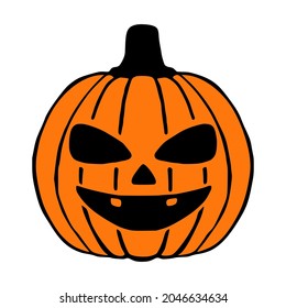 Feliz arte dibujado a mano por Jack O Lantern, calabaza de halloween aislada