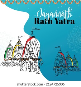Happy Jagannath rath yatra banner template.