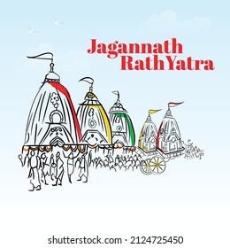 Happy Jagannath rath yatra banner template.