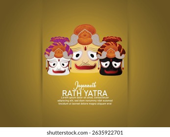 Happy jagannath rath yatra celebration background with vector illustration of lord  jagannath balabhadra and subhadra 