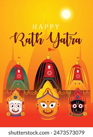 happy Jagannath rath yatra Indian festivel vector poster 