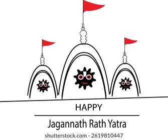 Happy Jagannath Rath Yatra Temple Vector Image