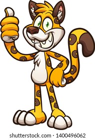 Happy jaguar or cheetah mascot clip art. Vector illustration with simple gradients. All in a single layer. 
