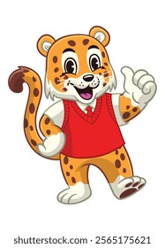 Happy Jaguar College Mascot Illustration