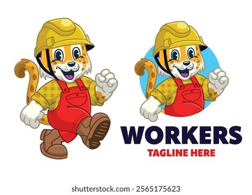 Happy Jaguar Worker Mascot Illustration