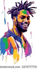 Happy Jamaican Man Oil Illustration Art