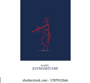 happy janamshtami abstract illustration.  Happy janmashtami in english font of Happy janmashtami.