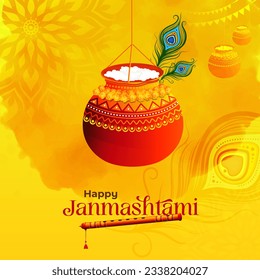 Happy Janmashtami Background Greeting Design Vector Illustration