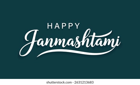 Happy Janmashtami Calligraphy Text Vector on Dark Background