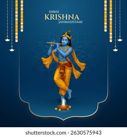 Happy Janmashtami  With colorfull abstract Background Vector Illustration design. illustration for Krishna Janmashtami. Happy Janmashtami realistic  Lord Krishna vector.