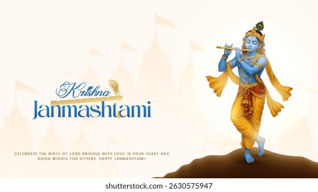 Happy Janmashtami  With colorfull abstract Background Vector Illustration design. illustration for Krishna Janmashtami. Happy Janmashtami realistic  Lord Krishna vector.