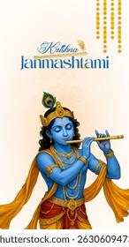 Feliz Janmashtami Com o design colorido abstrato de Ilustração de Vetor de Fundo. ilustração para Krishna Janmashtami. Feliz Janmashtami realista Lord Krishna vetor.