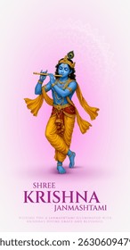 Feliz Janmashtami Com o design colorido abstrato de Ilustração de Vetor de Fundo. ilustração para Krishna Janmashtami. Feliz Janmashtami realista Lord Krishna vetor.