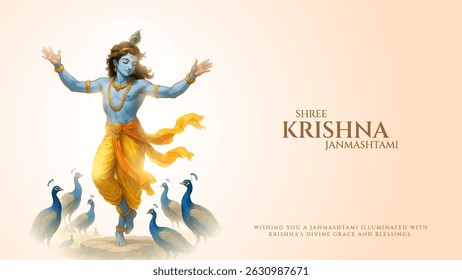 Happy Janmashtami  With colorfull abstract Background Vector Illustration design. illustration for Krishna Janmashtami. Happy Janmashtami realistic  Lord Krishna vector.