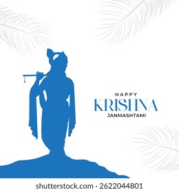 Happy Janmashtami  With colorfull sky Background Silhouette abstract Vector Illustration design. illustration for Krishna Janmashtami Happy Janmashtami lord Krishna Playing Flute.