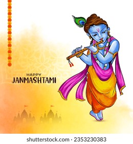 Happy janmashtami cultural festival religious decorative background vector