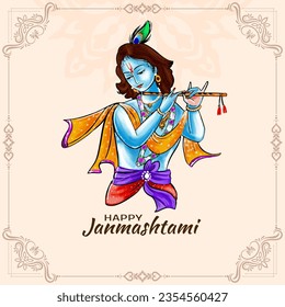 Happy janmashtami cultural festival religious decorative background vector