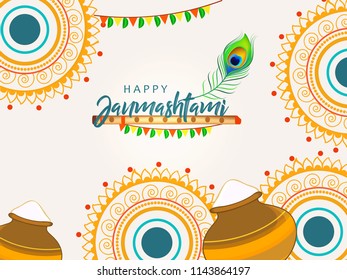 Happy Janmashtami design background, Vector Illustration.