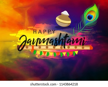 Happy Janmashtami design background, Vector Illustration.