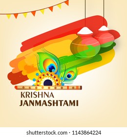 Happy Janmashtami design background, Vector Illustration.
