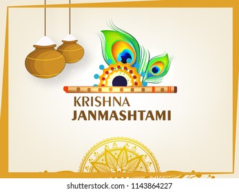 Happy Janmashtami design background, Vector Illustration.