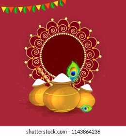 Happy Janmashtami design background, Vector Illustration.