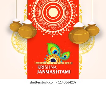 Happy Janmashtami design background, Vector Illustration.