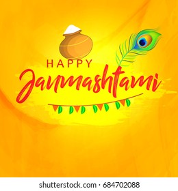 Happy Janmashtami design background, Vector Illustration.